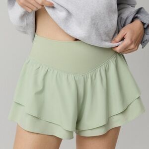 XS: Aerie Flirty Ruffle, Tiered Stretch Shorts